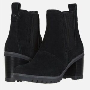 UGG Hazel Ankle Boots Stacked Block Heel Booties Waterproof Black Suede